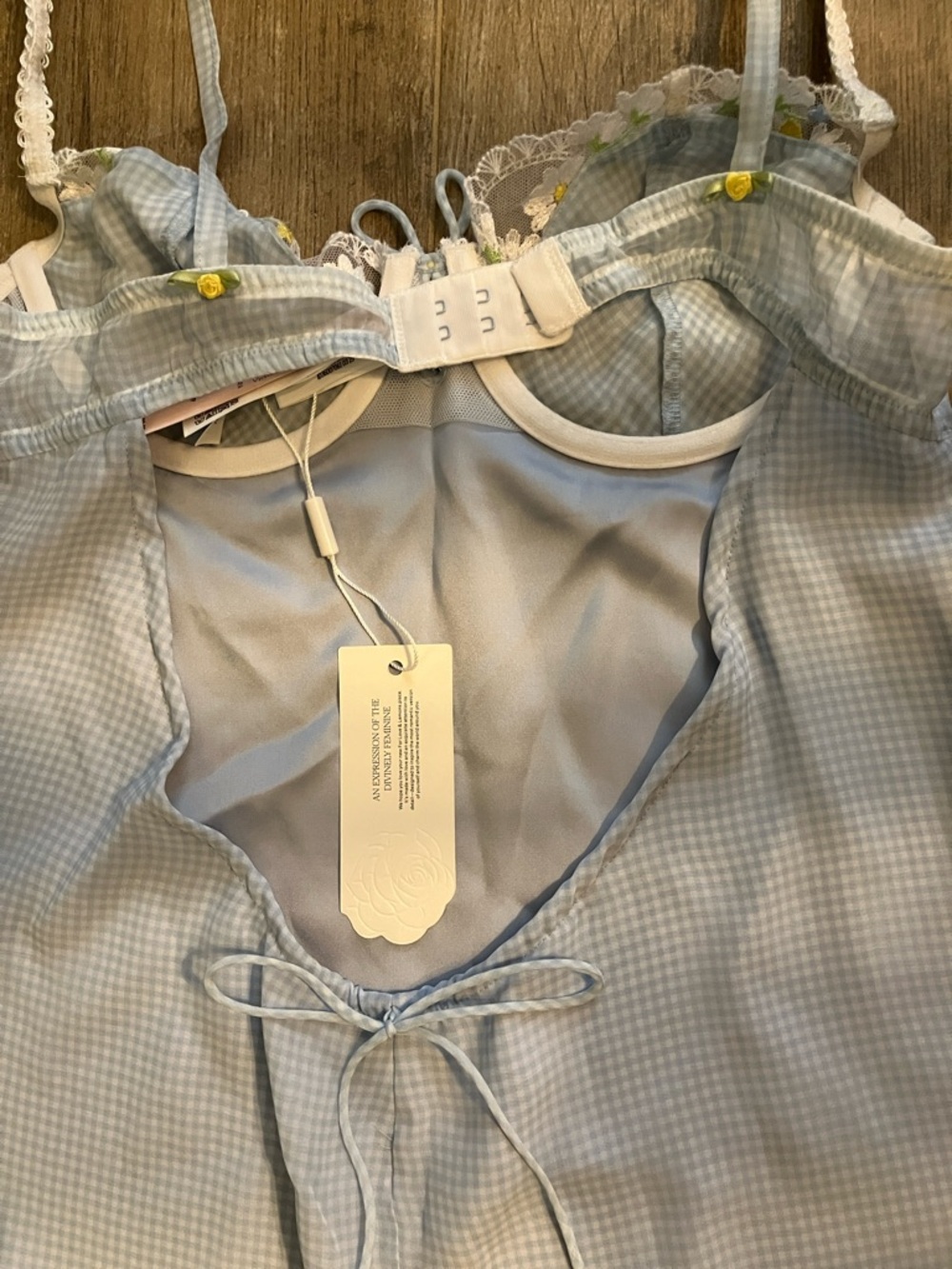 🍋For Love & Lemons Gingham Rose slip dress sz S NWT - Picture 9 of 13